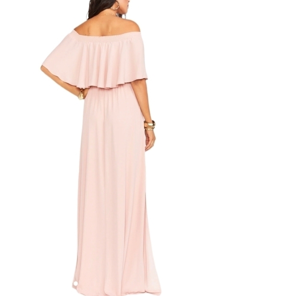 Show Me Your Mumu "Hacienda" off shoulder Maternity blush pink gown. Sz XS - Picture 3 of 5